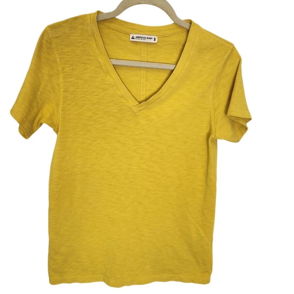 American Giant Premium Supima Cotton Mustard Yellow Tee Shirt Size Small